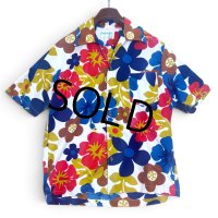 70's ビンテージ【USA製】【Kona Kai】【Jantzen】ジャンセン【半袖シャツ】アロハシャツ【ハワイアンシャツ】開襟シャツ【花柄】【サイズL】