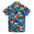 画像4: 【80's】【ビンテージ】【NEWPORT BLUE】【半袖シャツ】【魚柄】【総柄】【サイズM程度】 (4)