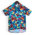 画像2: 【80's】【ビンテージ】【NEWPORT BLUE】【半袖シャツ】【魚柄】【総柄】【サイズM程度】 (2)