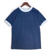 デッドストック【未使用】【USA製】ビンテージ【Goodwear】ネイビー×グレー【リンガーTシャツ】【サイズM】