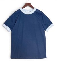 デッドストック【未使用】【USA製】ビンテージ【Goodwear】ネイビー×グレー【リンガーTシャツ】【サイズM】