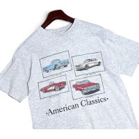 ビンテージ【AAA】【American Classics】ライトグレー【車】【クラシックカー】プリント【Tシャツ】【サイズM】