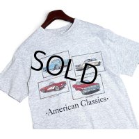 ビンテージ【AAA】【American Classics】ライトグレー【車】【クラシックカー】プリント【Tシャツ】【サイズM】