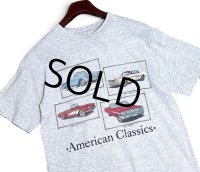 ビンテージ【AAA】【American Classics】ライトグレー【車】【クラシックカー】プリント【Tシャツ】【サイズM】