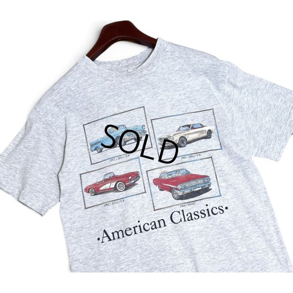 画像1: ビンテージ【AAA】【American Classics】ライトグレー【車】【クラシックカー】プリント【Tシャツ】【サイズM】