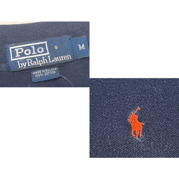 画像2: ビンテージ【ラルフローレン】【Ralph Lauren】ネイビー×オレンジ【ポロシャツ】【ツートンカラー】【サイズM】