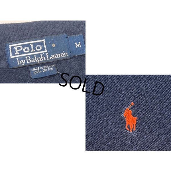 画像2: ビンテージ【ラルフローレン】【Ralph Lauren】ネイビー×オレンジ【ポロシャツ】【ツートンカラー】【サイズM】