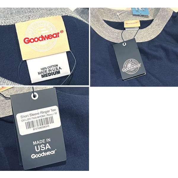 画像2: デッドストック【未使用】【USA製】ビンテージ【Goodwear】ネイビー×グレー【リンガーTシャツ】【サイズM】