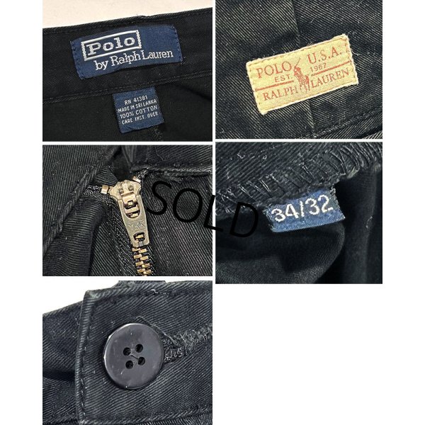 画像2: ビンテージ【Polo by Ralph Lauren】【ラルフローレン】【2タック】【コットンパンツ】【ブラック】【34×32】