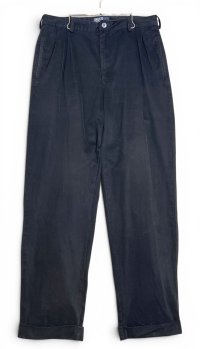 ビンテージ【Polo by Ralph Lauren】【ラルフローレン】【2タック】【コットンパンツ】【ブラック】【34×32】