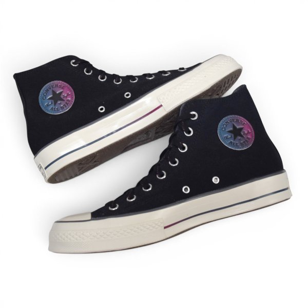画像1: ほぼ未使用【コンバース】converse【CT70】【chuck 70】【黒】グラデーションパッチ【オールスター】A02758C【ハイカットシューズ】【27.5ｃｍ】 