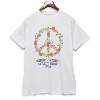 【90's】【ビンテージ】【Haight Ashbury Street Faire】ヘイトアシュベリー【Tシャツ】白【花】【ピースマーク】シングルステッチ【Mサイズ程度】