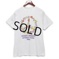 【90's】【ビンテージ】【Haight Ashbury Street Faire】ヘイトアシュベリー【Tシャツ】白【花】【ピースマーク】シングルステッチ【Mサイズ程度】