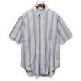 画像1: ビンテージ【POLO WEAVE】【ベージュ×青ストライプ】【半袖シャツ】BDシャツ【ボタンダウン】【サイズXL】 (1)