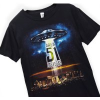 【00's】ビンテージ【AREA 51】【LAS VEGAS】黒【UFO】プリント【Tシャツ】【サイズM】