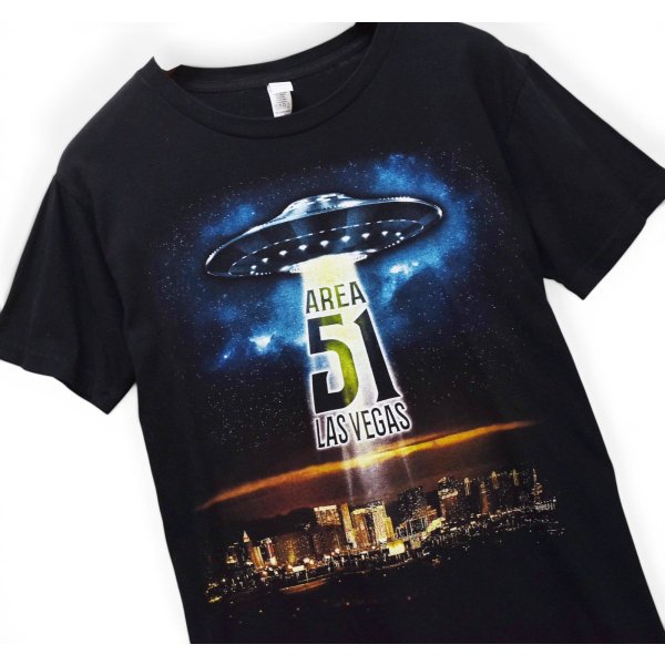 画像1: 【00's】ビンテージ【AREA 51】【LAS VEGAS】黒【UFO】プリント【Tシャツ】【サイズM】