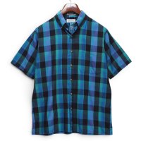 【程度良好】ビンテージ【ARROW SPORT】【緑×青×黒チェック】【半袖シャツ】BDシャツ【ボタンダウン】【サイズM】