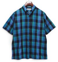 【程度良好】ビンテージ【ARROW SPORT】【緑×青×黒チェック】【半袖シャツ】BDシャツ【ボタンダウン】【サイズM】