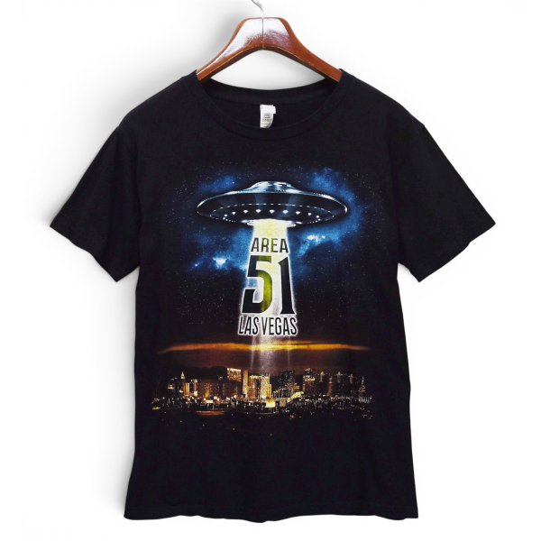 画像2: 【00's】ビンテージ【AREA 51】【LAS VEGAS】黒【UFO】プリント【Tシャツ】【サイズM】