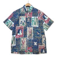 【Reyn Spooner】【レインスプーナー】【MELE KALIKIMAKA】メレ カリキマカ【メリークリスマス】【クリスマス柄】プルオーバー【ボタンダウン】総柄【アロハシャツ】【サイズM】