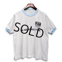 【80's】USA製【ビンテージ】【R-M PAINTS】【企業Tシャツ】白ｘ水色【リンガーTシャツ】【Lサイズ程度】 