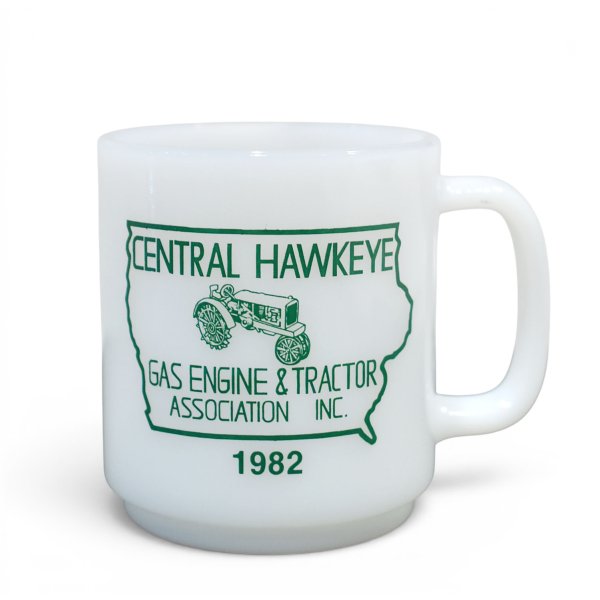 画像1: 【80's】【ガラスベイク】【CENTRAL HAWKEYE GAS ENGINE & TRACTOR ASSOCIATION】白【アドマグ】【マグカップ】