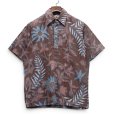 画像1: 【70's】【USA製】【ビンテージ】【レインスプーナー】【reyn spooner】【プルオーバー】【茶色×水色×ピンク花柄総柄】【半袖シャツ】アロハシャツ【M】<br> (1)