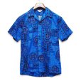画像1: 【70's】ビンテージ【Da Costa】【青×黄色模様】【コットン】【ハワイアンシャツ】アロハシャツ【サイズS】 (1)