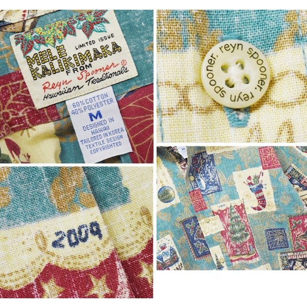 画像2: 【00's】ビンテージ【レインスプーナー】【reyn spooner】【MELE KALIKIMAKA】【クリスマス柄】【総柄】【アロハシャツ】半袖シャツ【サイズM】 