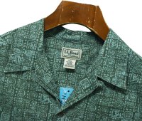 【00's】ビンテージ【L.L.Bean】エルエルビーン【緑系模様】【総柄】【半袖シャツ】【M】 
