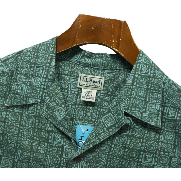画像1: 【00's】ビンテージ【L.L.Bean】エルエルビーン【緑系模様】【総柄】【半袖シャツ】【M】 