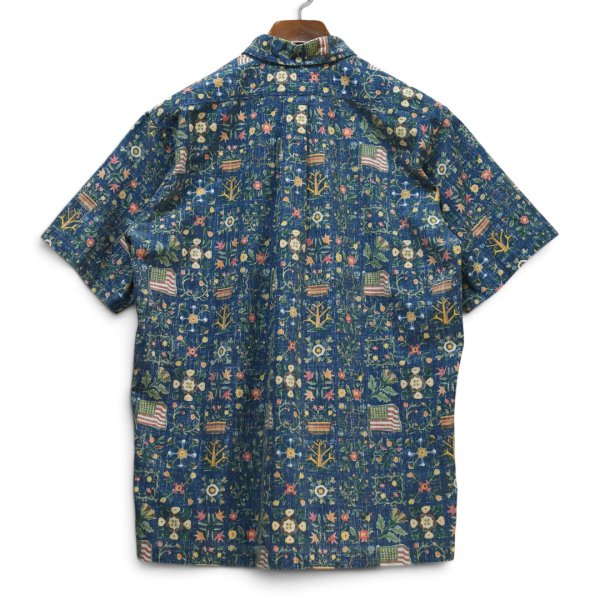 画像3: 【90's】ビンテージ【Ray Spooner】【レインスプーナー】【青】【花柄】【アメリカ国旗柄】【MELE KALIKIMAKA】【プルオーバー】【ボタンダウン】【半袖シャツ】アロハシャツ【M】 
