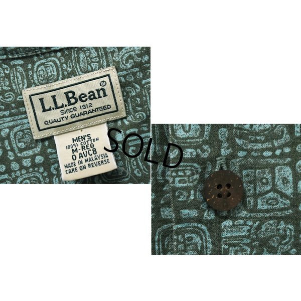 画像2: 【00's】ビンテージ【L.L.Bean】エルエルビーン【緑系模様】【総柄】【半袖シャツ】【M】 