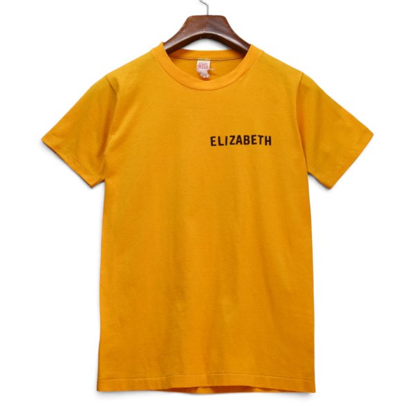 画像2: 【80's】【ビンテージ】【USA製】フロッキープリント【Free Throw Champ】【ELIZABETH】【カラシ色】マスタード【両面プリント】【Tシャツ】【S】 