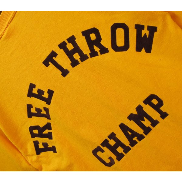 画像4: 【80's】【ビンテージ】【USA製】フロッキープリント【Free Throw Champ】【ELIZABETH】【カラシ色】マスタード【両面プリント】【Tシャツ】【S】 
