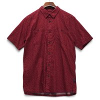 【パタゴニア】【Patagonia】【Back Step Shirt】【ヘンプ＆コットン】【赤】【総柄】【半袖シャツ】【M】 