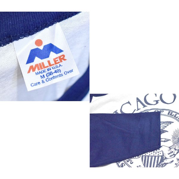 画像2: 【デッドストック】【80's】【USA製】【MILLER】【CHICAGO ILLINOIS】【イリノイ州章】シングルステッチ【ラグラン七分袖Tシャツ】【サイズM】