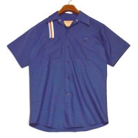 【80's】【USA製】ビンテージ【Work Wear Corporation】【紺地×赤白水色ストライプ】【半袖ワークシャツ】【サイズS】