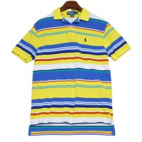 ビンテージ【90's〜】【ラルフローレン】【Polo Ralph Lauren】【黄色×青×緑ボーダー】【ポロシャツ】【サイズS】