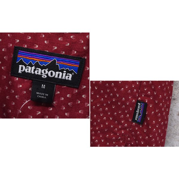 画像2: 【パタゴニア】【Patagonia】【Back Step Shirt】【ヘンプ＆コットン】【赤】【総柄】【半袖シャツ】【M】 