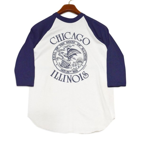 画像1: 【デッドストック】【80's】【USA製】【MILLER】【CHICAGO ILLINOIS】【イリノイ州章】シングルステッチ【ラグラン七分袖Tシャツ】【サイズM】