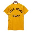 画像1: 【80's】【ビンテージ】【USA製】フロッキープリント【Free Throw Champ】【ELIZABETH】【カラシ色】マスタード【両面プリント】【Tシャツ】【S】<br> (1)