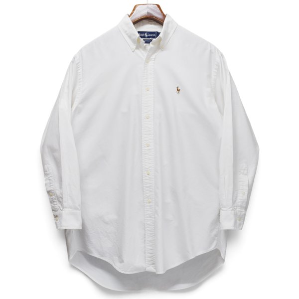 画像1: 【90's】【ビンテージ】【ラルフローレン】【Ralph Lauren】【YARMOUTH】【ボタンダウンシャツ】【白】【15 1/2-32】