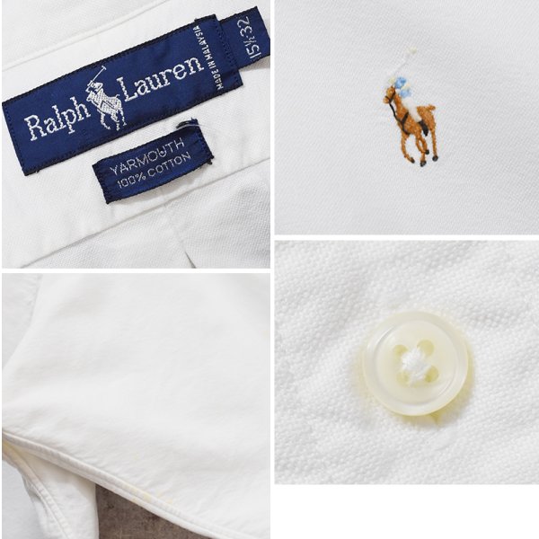 画像2: 【90's】【ビンテージ】【ラルフローレン】【Ralph Lauren】【YARMOUTH】【ボタンダウンシャツ】【白】【15 1/2-32】