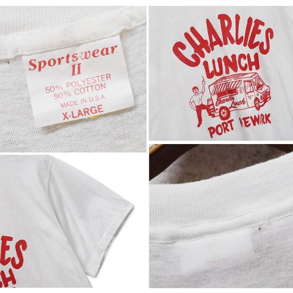 画像3: 【ほぼ未使用】【80's】【USA製】ビンテージ【Sportswear II】【CHARLIE'S LUNCH】【PORT NEWARK】【キッチンカー】シングルステッチ【Tシャツ】【サイズXL】