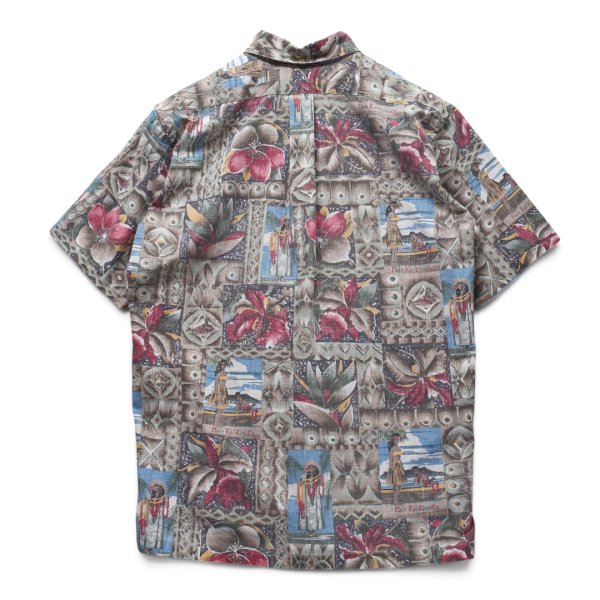 画像3: 限定【90's】ビンテージ【Rayn Spooner】リミテッドエディション【レインスプーナー】【花柄】【人物柄】【MELE KALIKIMAKA】【プルオーバー】【ボタンダウン】アロハシャツ【半袖シャツ】茶色【M】 
