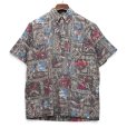 画像1: 限定【90's】ビンテージ【Rayn Spooner】リミテッドエディション【レインスプーナー】【花柄】【人物柄】【MELE KALIKIMAKA】【プルオーバー】【ボタンダウン】アロハシャツ【半袖シャツ】茶色【M】<br> (1)
