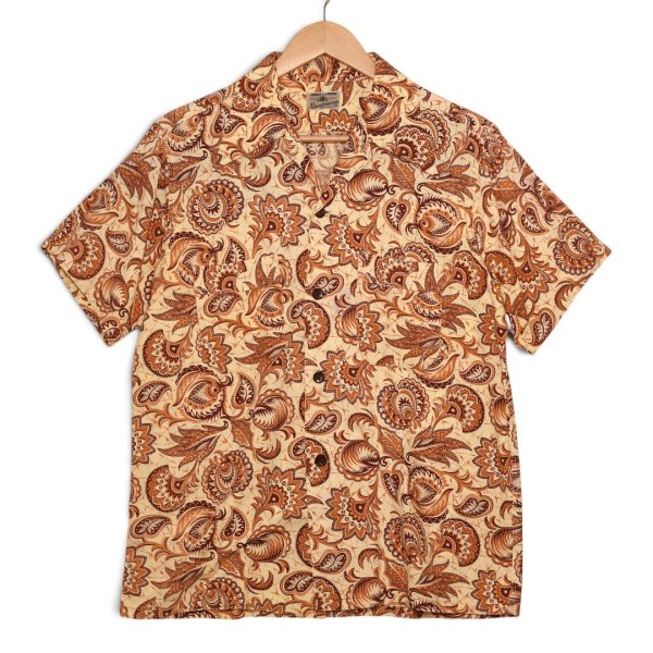 画像1: 【~50’s】【ビンテージ】【フルーツオブザルーム】【FRUIT OF THE LOOM】【Sportswear】【ブラウンペイズリー柄】【半袖シャツ】【M】 