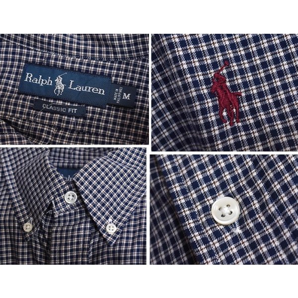 画像2: 90's~【ラルフローレン】【Ralph Lauren】【ボタンダウンシャツ】コットンシャツ【紺×白×赤チェック】【M】  