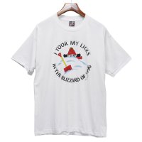 【ほぼ未使用】【90's】【USA製】【ビンテージ】【フルーツオブザルーム】【FRUIT OF THE LOOM】【BEST】【I TOOK MY LICKS IN THE BLIZZARD OF 1996】【雪】シングルステッチ【Tシャツ】【サイズXL】